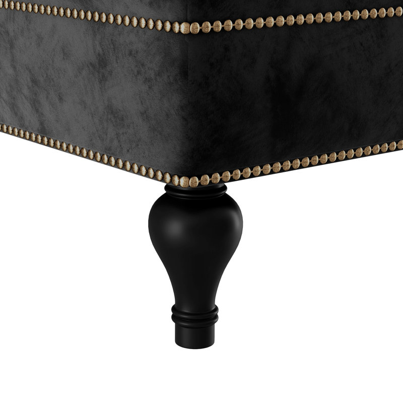 Chaise longue à accoudoirs évasés Bama Right, Velours noir