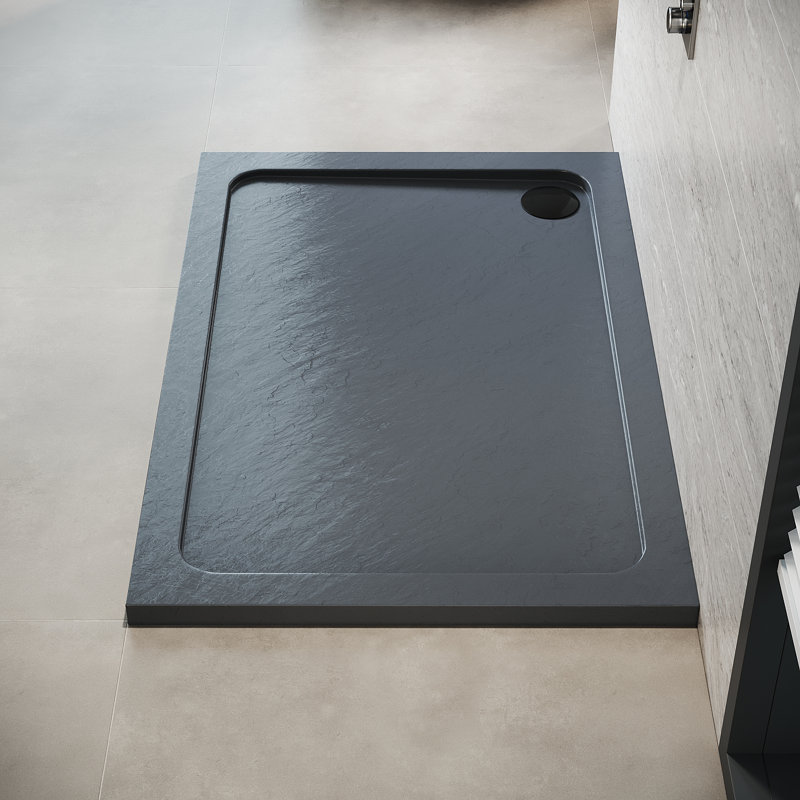 120W*80Dcm Rectangular Single Shower Base in Grey with Low-Profile Aesthetics Design and Non-Slip Feature