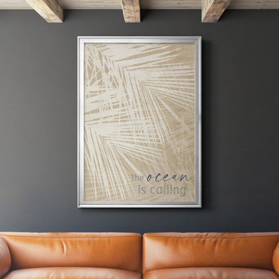 «Ocean Calling Palms», reproduction encadrée de qualité supérieure - prête à être accrochée