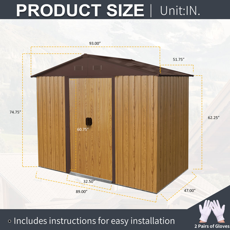 Abri de rangement extérieur en métal 8 x 4