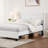 Upholstered Bed Frame with Wingback Tufted Headboard-23695150-23695149