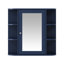 Armoire à pharmacie bleue 26 po x 24,75 po, rangement mural avec 6 tablettes et miroir