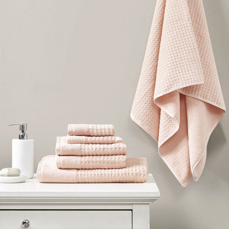 Cotton Antimicrobial Bath Towel 6 Piece Set, Pink