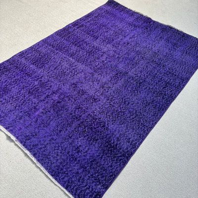 Modern Wool Patchwork Rug, 48x72 Inch Purple Area Rug