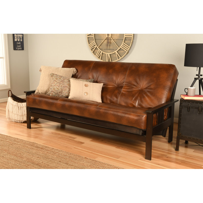 Futon de 80 po avec matelas Stratford, Innerspring, Sentier de l'Oregon de couleur amande, Espresso