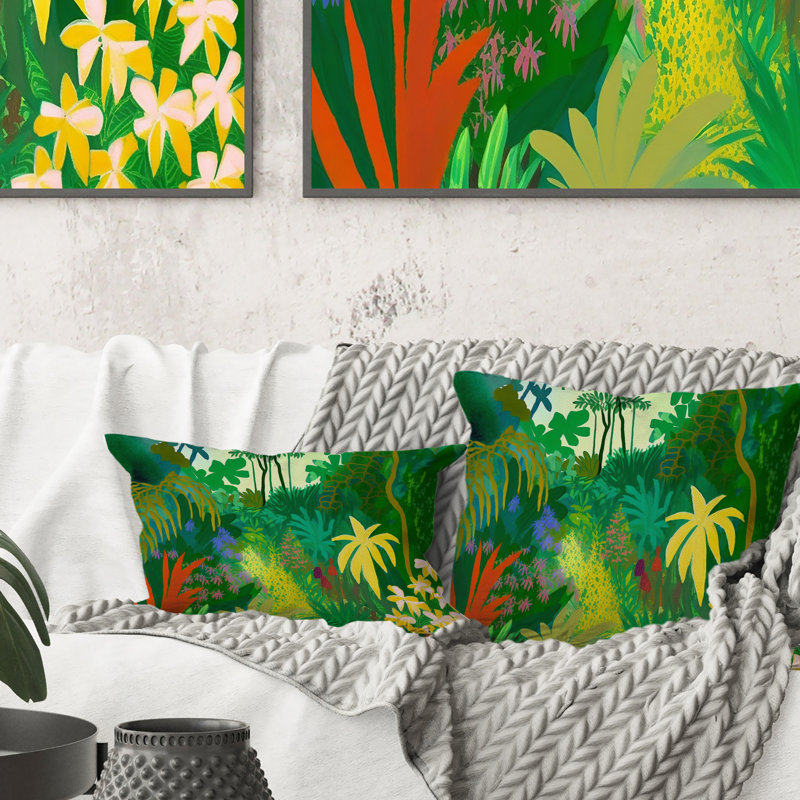 Coussin décoratif imprimé "Blossoming And Vibrant Jungle Flora VI"