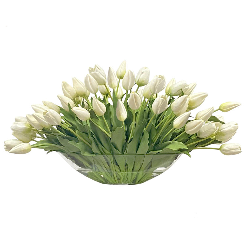 Tulip Mix In Glass, White