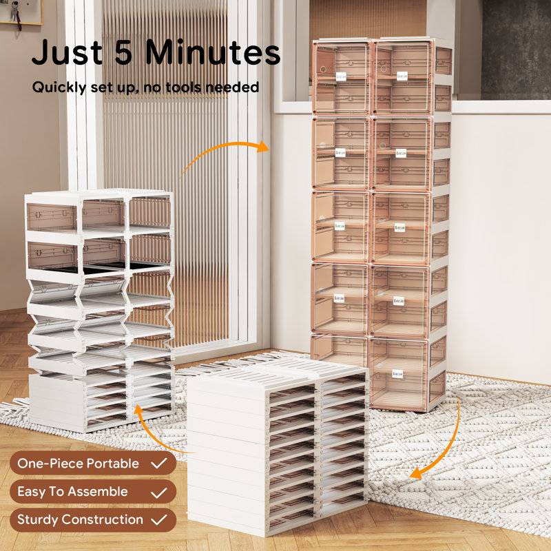 20 Pair Stackable Shoe Storage Cabinet