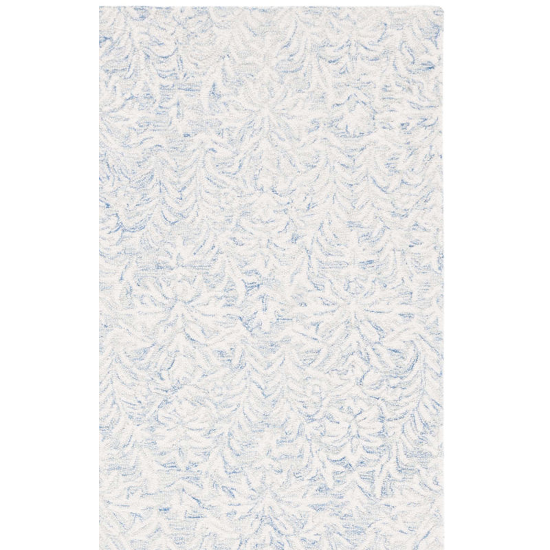 Tapis floral en laine touffeté à la main Ebony, Rectangle 8 po x 10 po