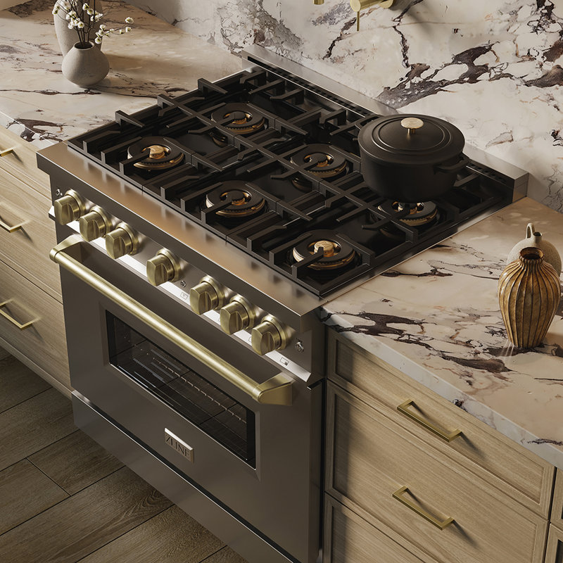 ZLINE Autograph 36 in. Classic Dual Fuel Range with 6 Burner DuoPro Cooktop and Bronze Accents, Natural Gas/Liquid Propane