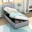 Twin Upholstered Platform Bed with Hydraulic Storage System, Vertical Stripe Headboard-524793704