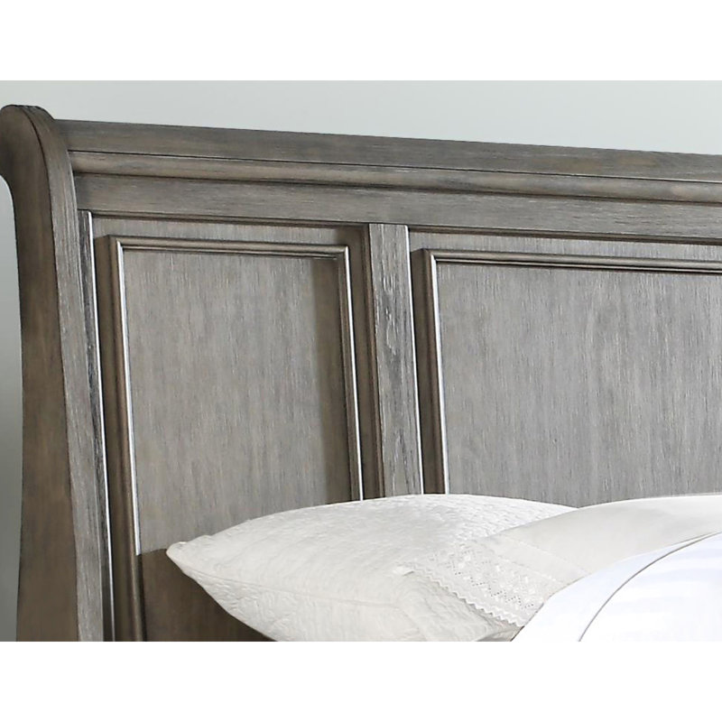 Grand lit de rangement gris antique, deux tiroirs pour la taille et la qualité de fabrication, compartiments de tiroir