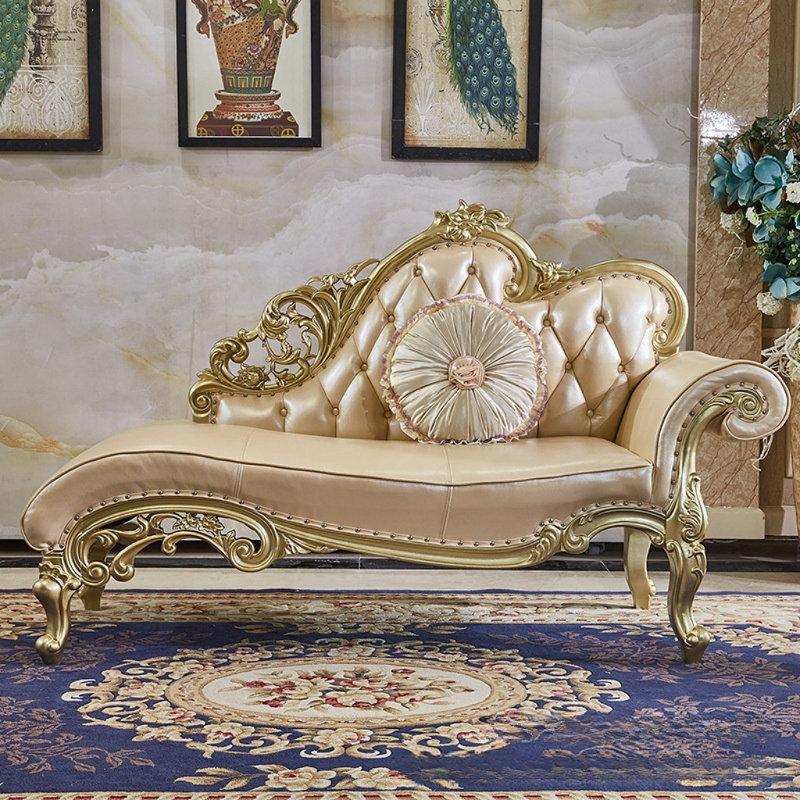 American Solid Wood Carved Sofa, Left Hand Facing
