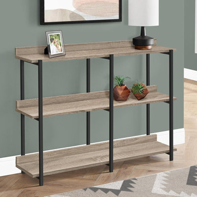 Table d'appoint, console, vestibule, étroit, canapé, salon, chambre à coucher, stratifié brun, métal noir, contemporain, moderne