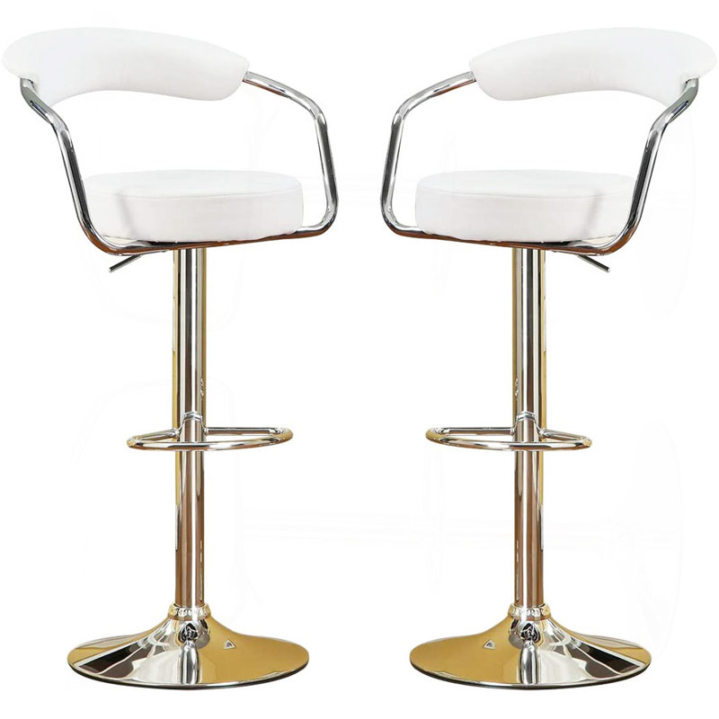 Ensemble de 2 tabourets de bar pivotants de style contemporain, Blanc