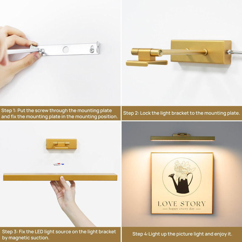 12.3'' Dimmable LED Wall Mount Picture Light with Remote