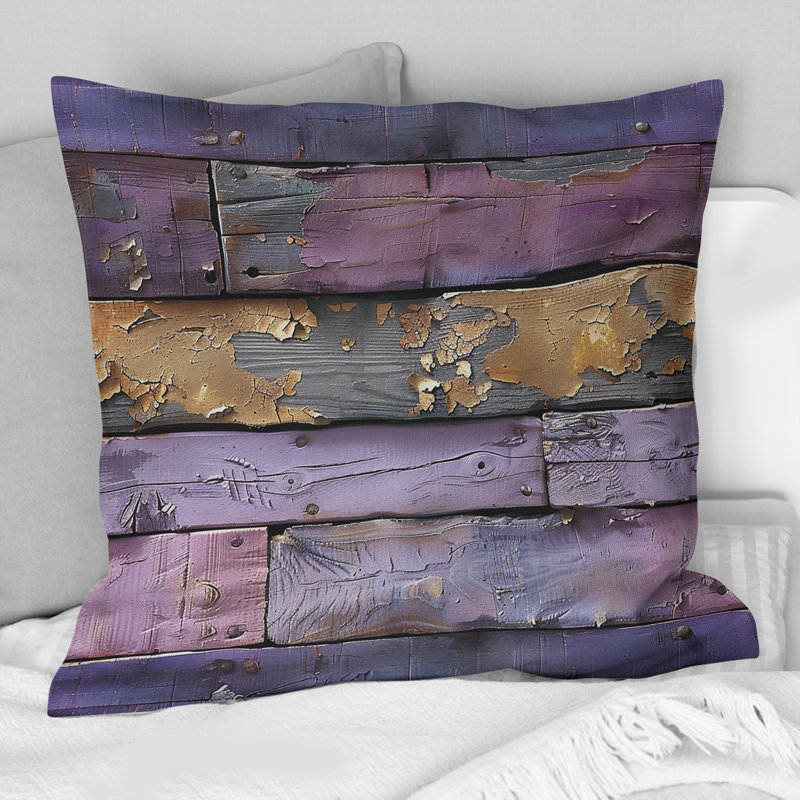 Coussin Lilac Barn Wood I - Farmhouse, H 16 po x l 16 po, Carrée