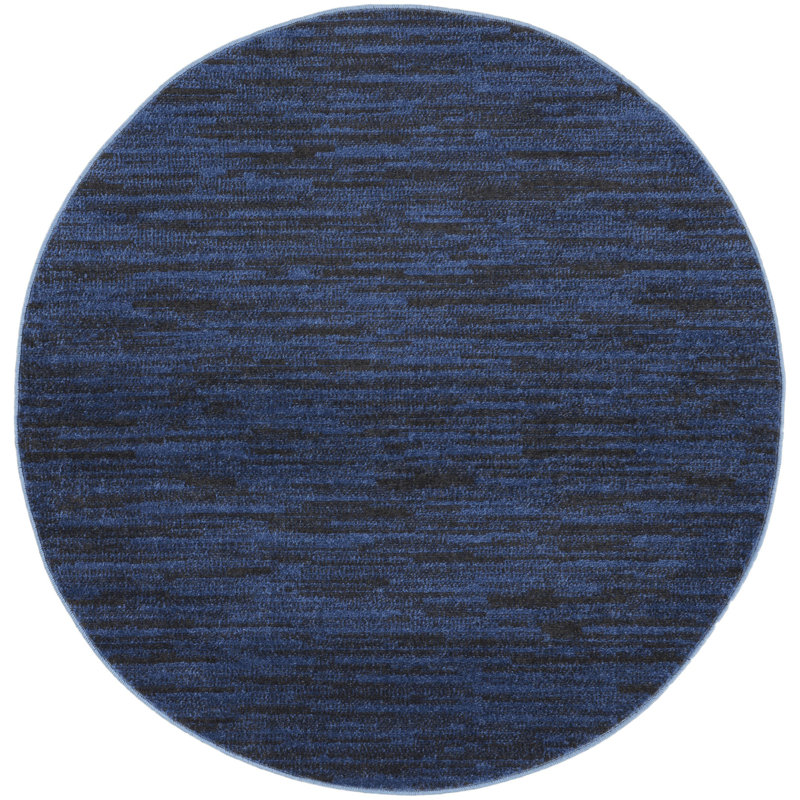 4' X 4' Midnight Blue Round Non Skid Indoor Outdoor Area Rug