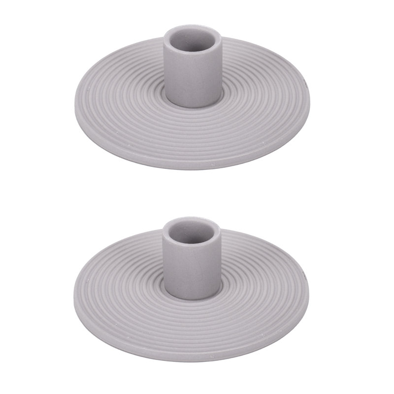 Ensemble de 2 bougeoirs en céramique grise, Gris