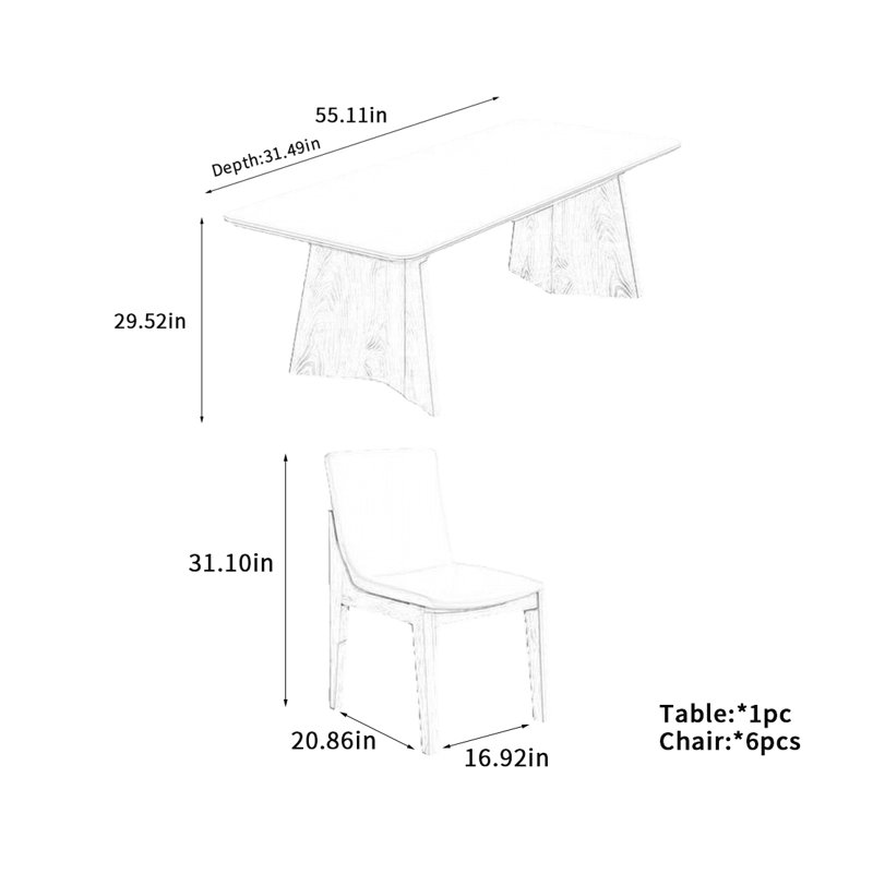 Table de salle à manger scandinave, H 29,52 po x L 55,11 po x l 31,49 po