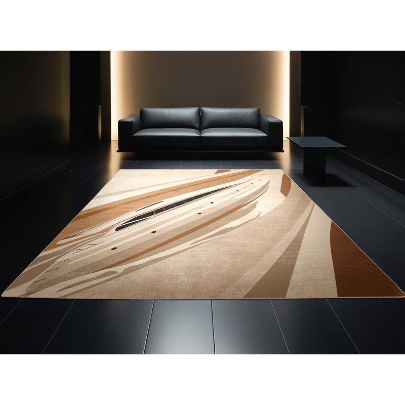 Tapis luxueux luxueux beige lavable à la machine Mendon, 4x6