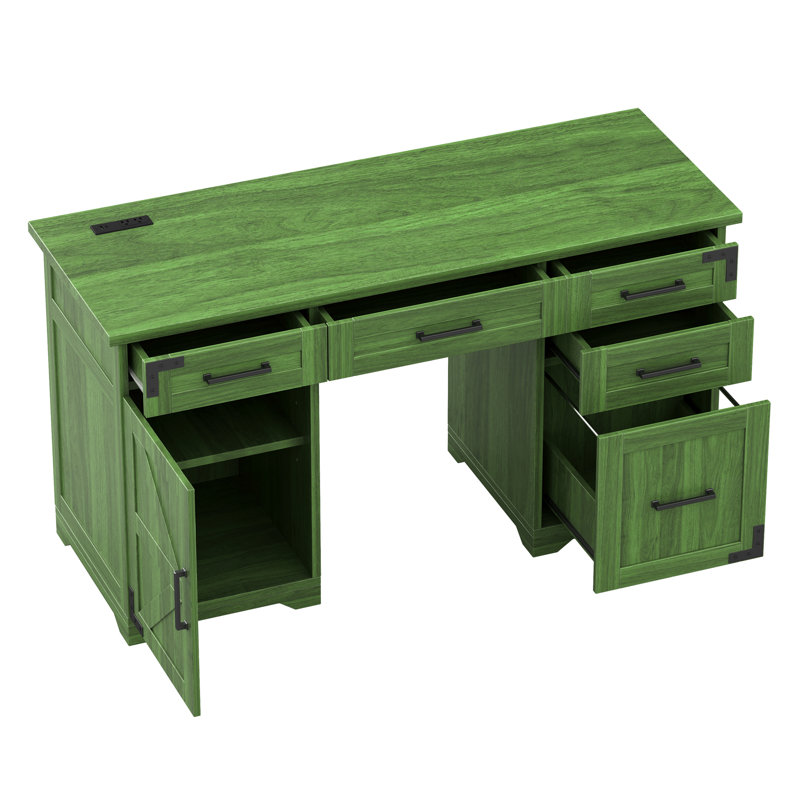 55" Farmhouse Executive Desk, Green