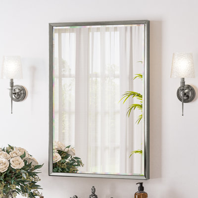 Elegant Beveled Frame Bathroom Mirrors for Over Sink, Aluminum Frame Bathroom Mirror, Easy Install & Clean Wall Mirror