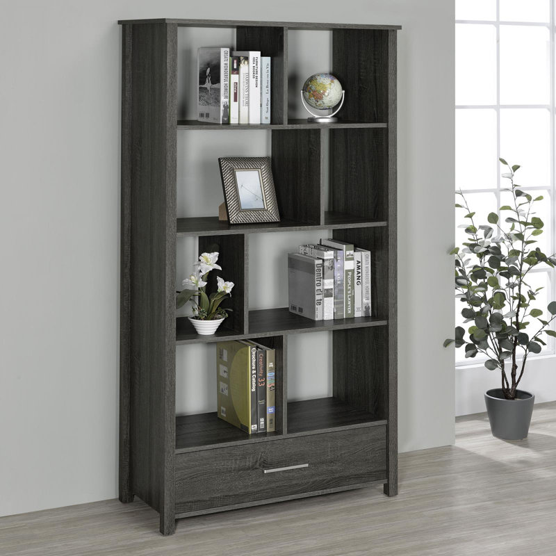 Leelin Geometric Storage Bookcase, Weathered Gray