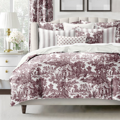 Ensemble de housse de couette en coton Aulot Toile Merlot 8 pièces