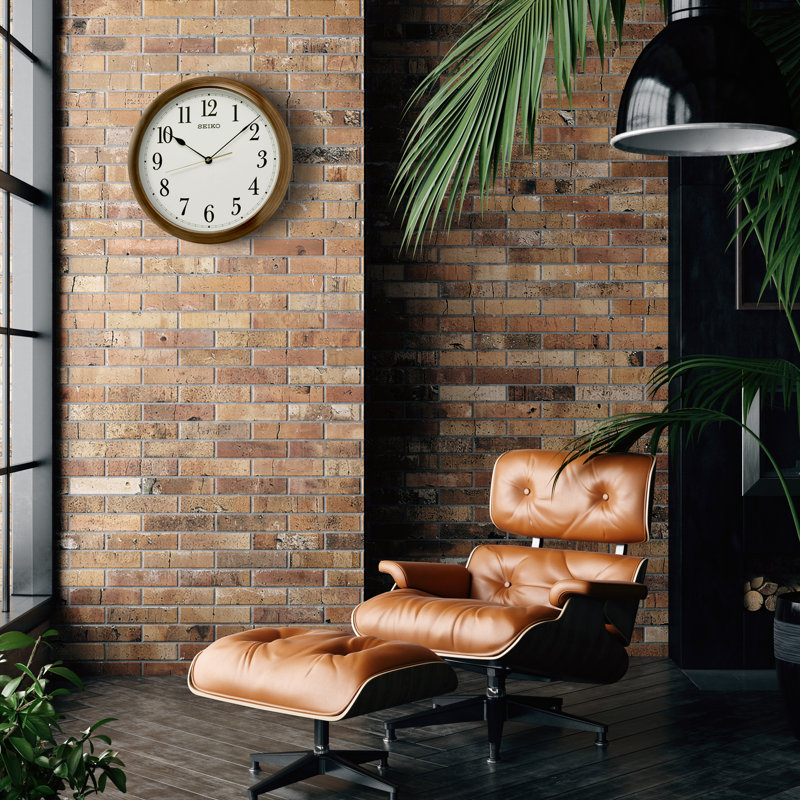Seiko 16" Brown Wooden Finish Wall Clock with Arabic Numerals
