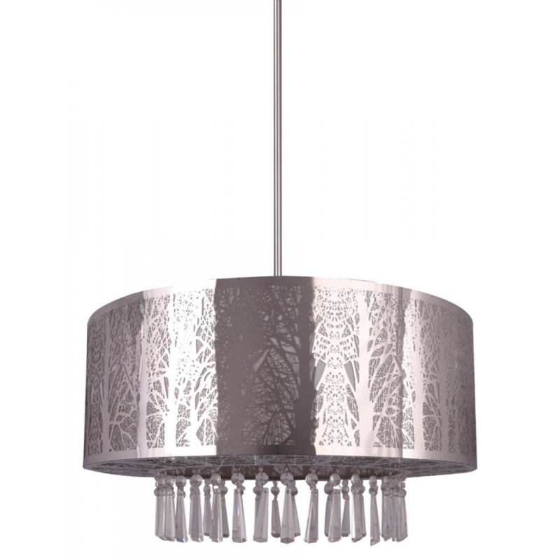 Lustre cylindrique unique et remarquable à 3 lumières Whisper, H 39 po x l 16 po x P 12 po, Chrome