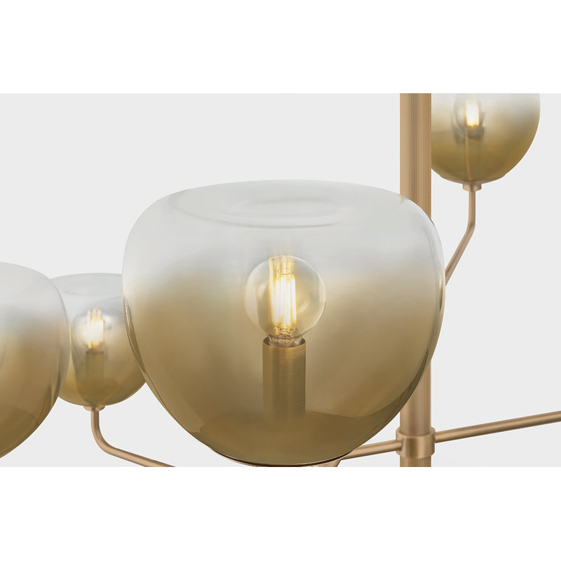 Troy Lighting August Chandelier in Patina Brass, 17.25" H x 34" W x 34" D, 6 Lights