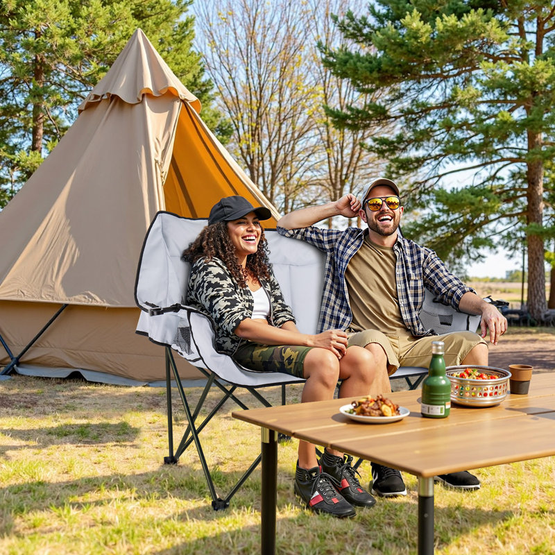 Outdoor Foldable Double Chair, Gray