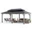 Pavillon de jardin en bois de cèdre 12 pi x 20 pi avec toit rigide en acier à deux niveaux pour terrasse et jardin Sunjoy-97829717-97829250