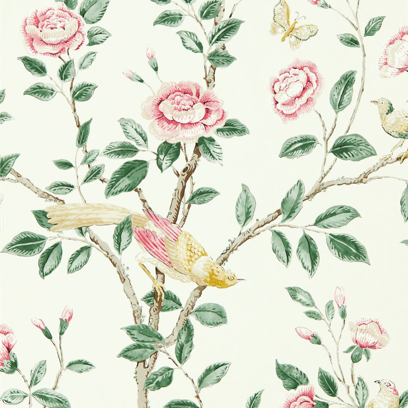 Andhara 10.05m x 52cm Matte Wallpaper Roll, White/Green