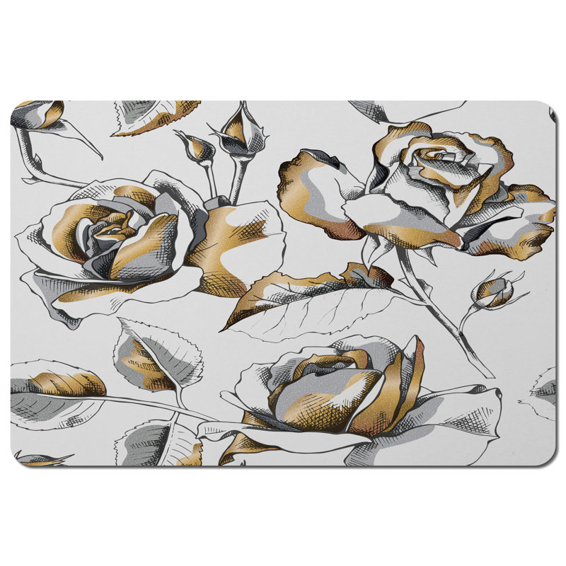 Polla Polyester-Coated Hardboard Floral Rectangle Placemat