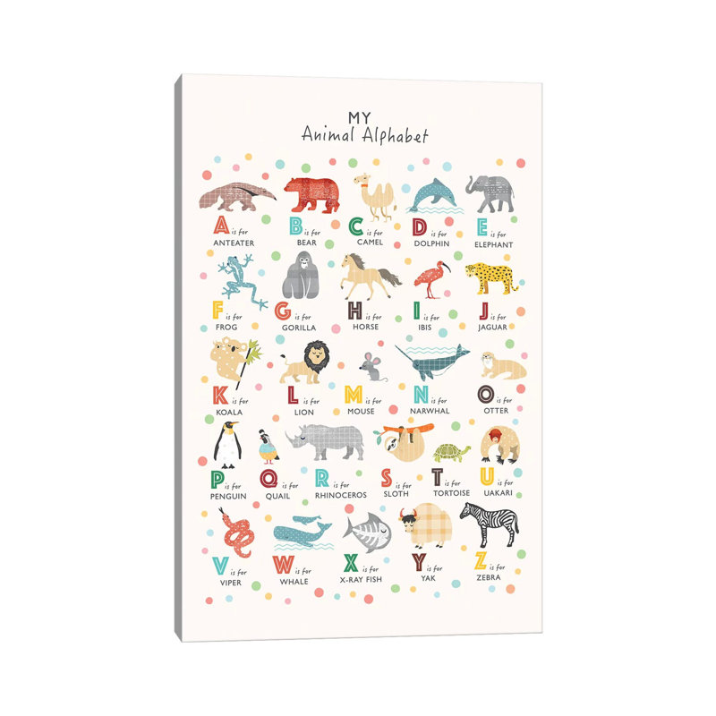 Animal Alphabet - Wrapped Canvas Print, 66.04 cm H x 45.72 cm W x 1.91 cm D