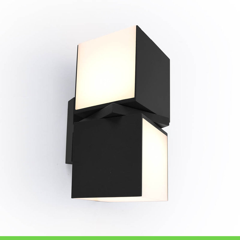 Matte Black 2 - Bulb Integrated LED Frosted Glass Outdoor Armed Scone