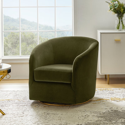 Holden 31.5" Wide Velvet Swivel Barrel Chair