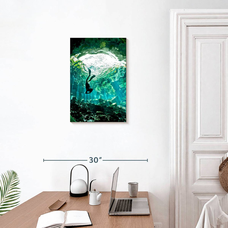Sireci Diving In Cenote, 24" H x 16" W
