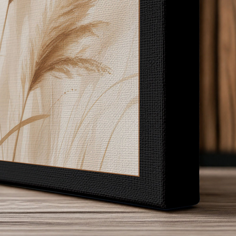 Delicate Pampas Plumes Botanical - Wrapped Canvas, 18x12 - 45.7 x 30.5 cm, Black Border