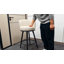 Ensemble de 4 tabourets de bar pivotants de 28,3 po avec dossier et repose-pieds, pieds en métal, beige-785280359