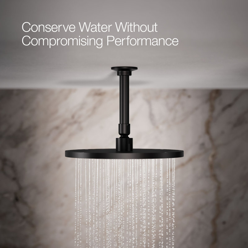 Contemporary Multi Function Rain Shower Head, Matte Black, Square, 1.75 GPM
