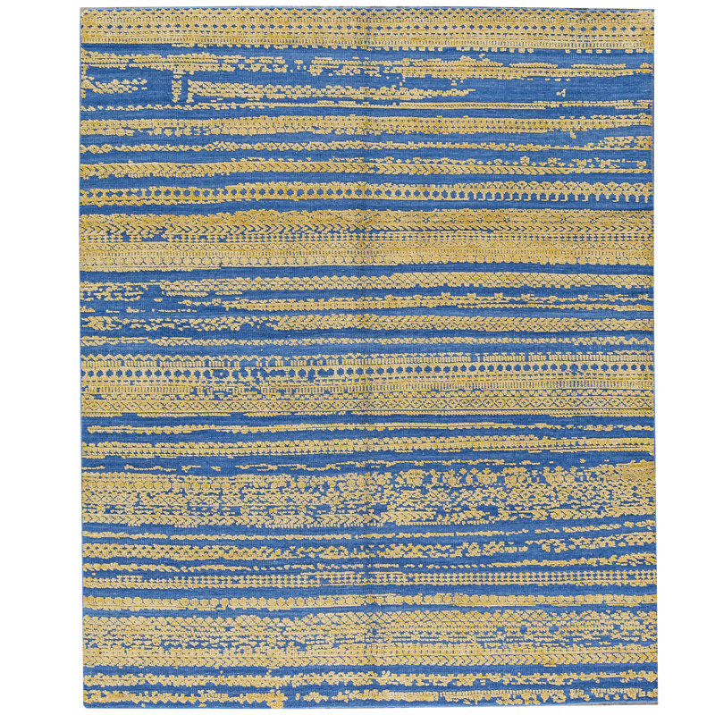 Moroccan Wool Striped Area Rug, Rectangle 9' x 12'