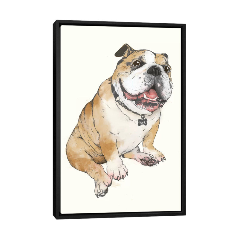 «Bulldog», impression sur toile, H 26 po x l 18 po x P 1,5 po, Toile avec cadre noir