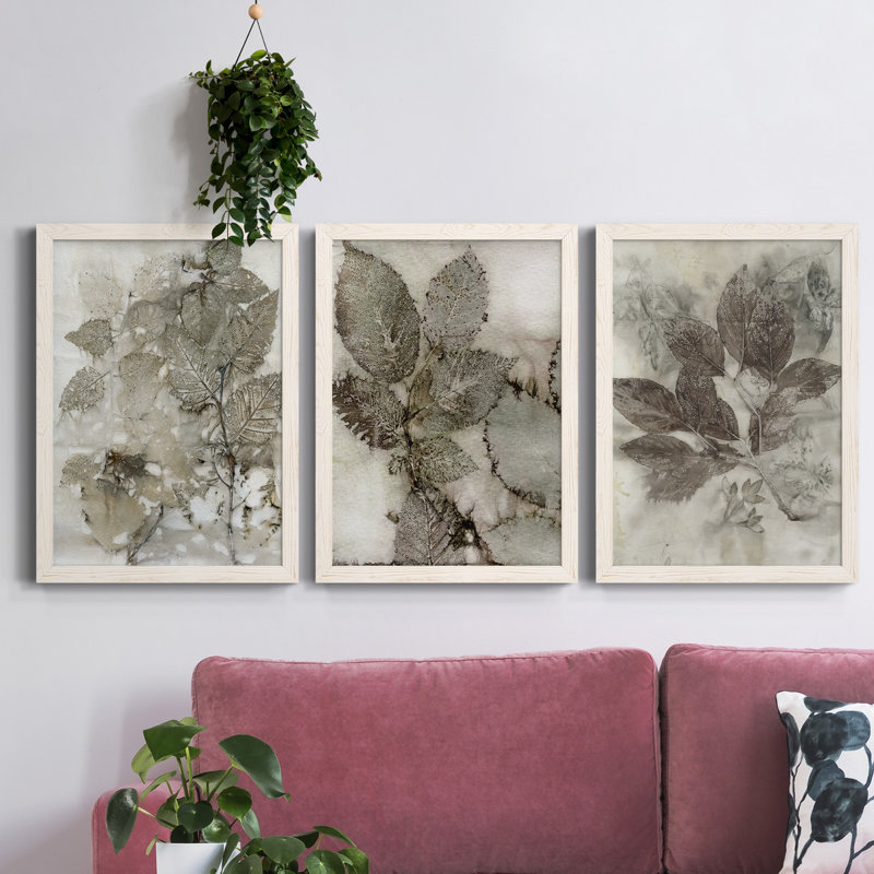 Birch Leaves I, reproduction d'art sur toile, H 31,5 po x l 43,5 po x P 0,75 po, Blanc