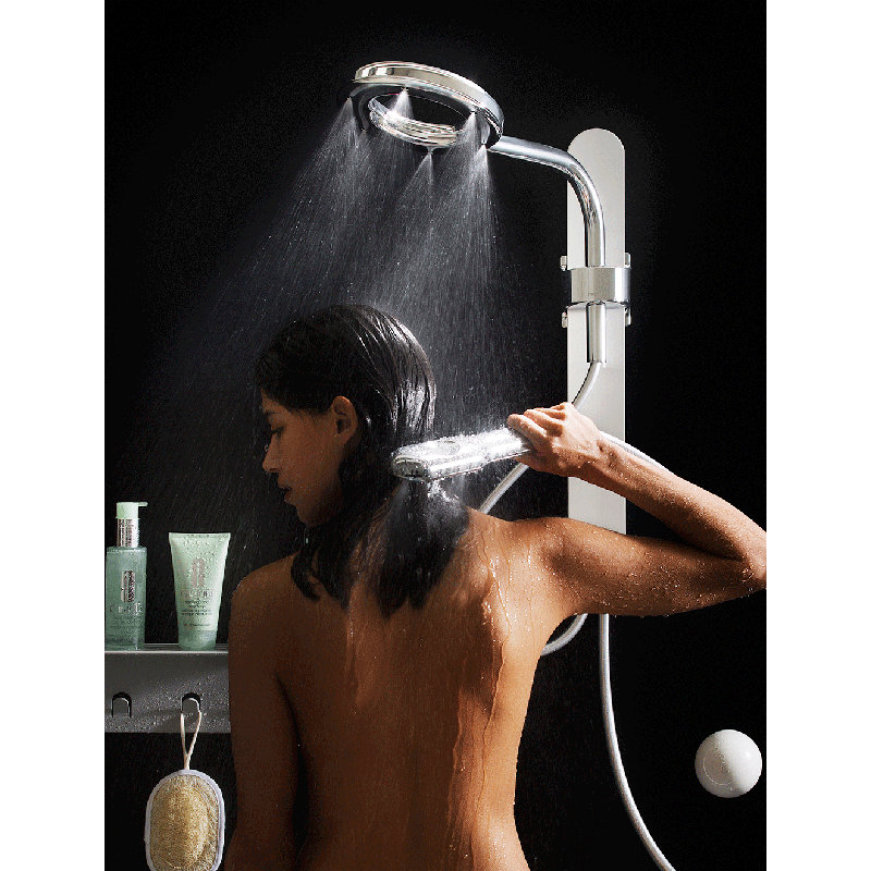 Moen Mixer Shower with Adjustable Shower Head, Waist high, Chrome/White