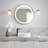 Effect LED-Illuminated Round Mirror Brushed Gold Frame With Frosted Strip-77066208