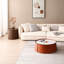 Table basse 31,5 pouces, cuir de selle marbré et orange, table avec cadre en fer