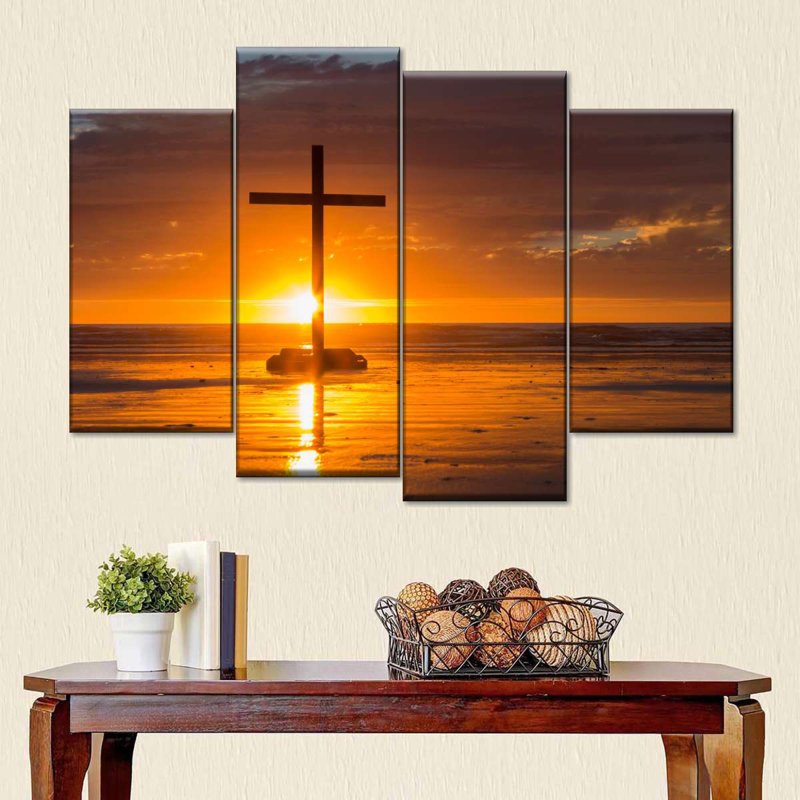 Cross Cross Sunset, reproduction d'art sur toile, H 22 po x l 36 po x P 1 po